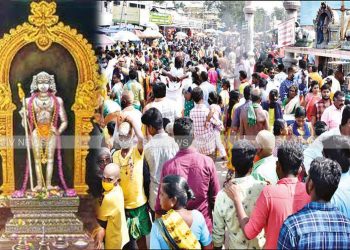 பழனி முருகன் கோவிலில் பக்தர்கள் கூட்டம் அலைமோதியது.